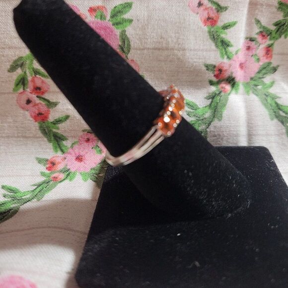 Crimson Fire Opal 5 Stone Sterling Silver Ring - Picture 2 of 6